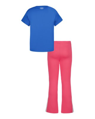 UA Glitter Logo & Side-Stripe Toddler Girls' Short Sleeve & Yoga Pants Set - Image 4